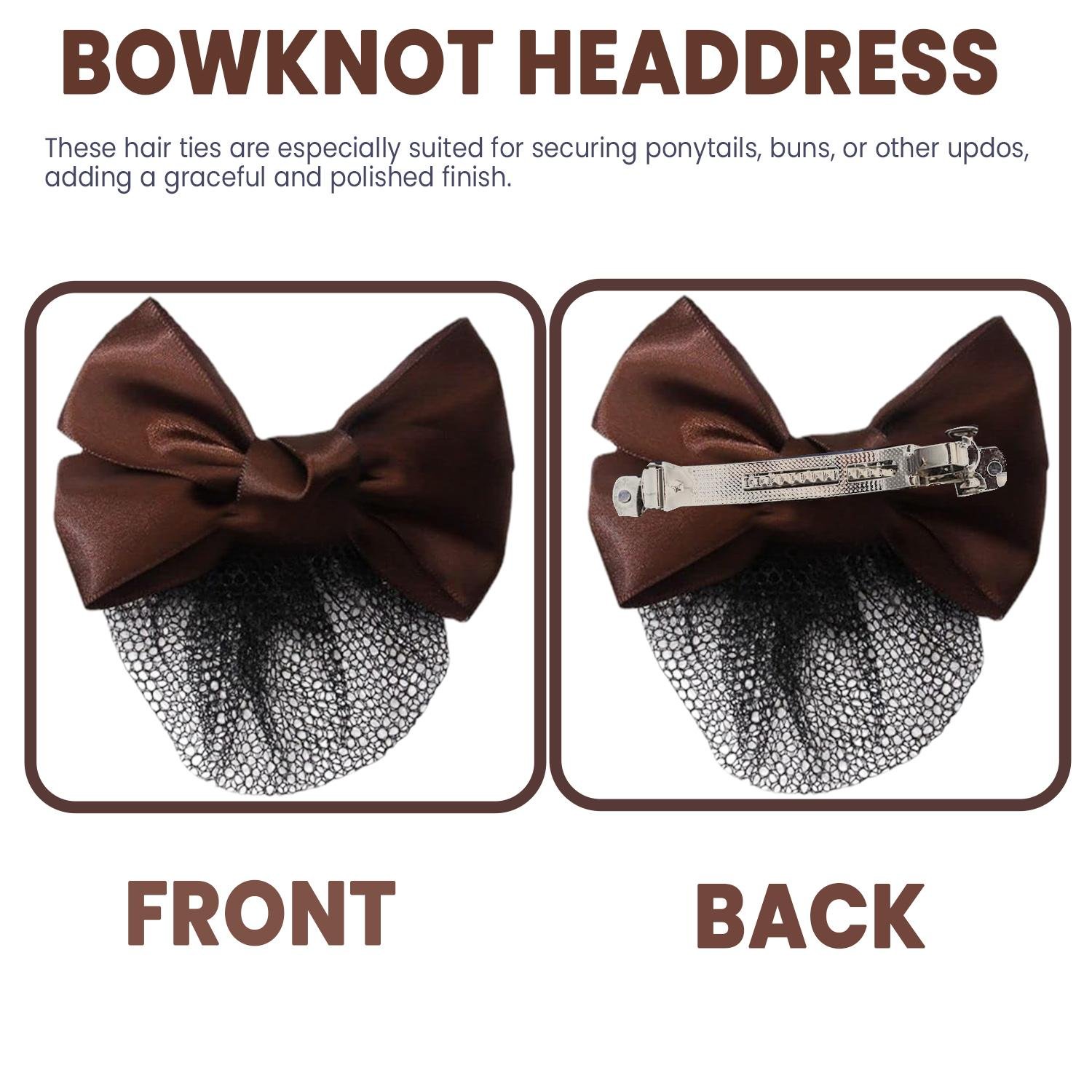 Limitless Bagged Traditional Chinese Style Ribbon Hair Ties, Hair Scrunchies Satin Scarf Hair Tie Elastic Bow Hair Bands Silky Hair Ribbon Long Tail Ponytail (Brown-Hemming-2PC)